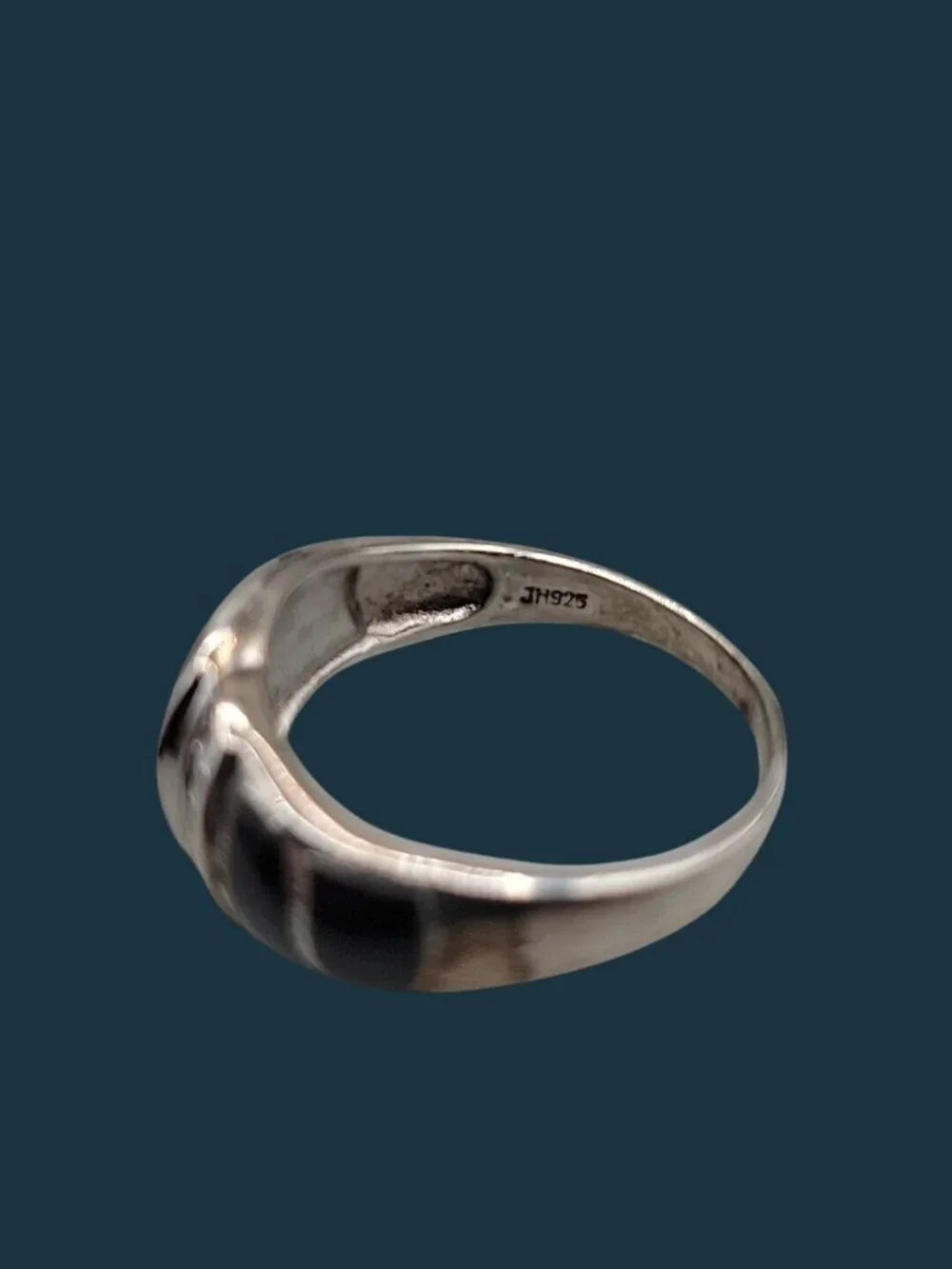 VTG Jimmy Herald Navajo Sterling Silver Black Onyx Inlay Ring 925 - AS IS SZ9